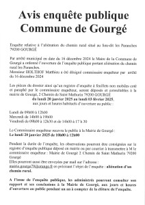 ENQUÊTE PUBLIQUE @ MAIRIE DE GOURGÉ